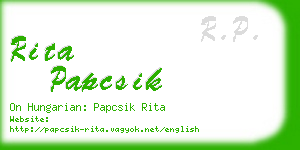 rita papcsik business card